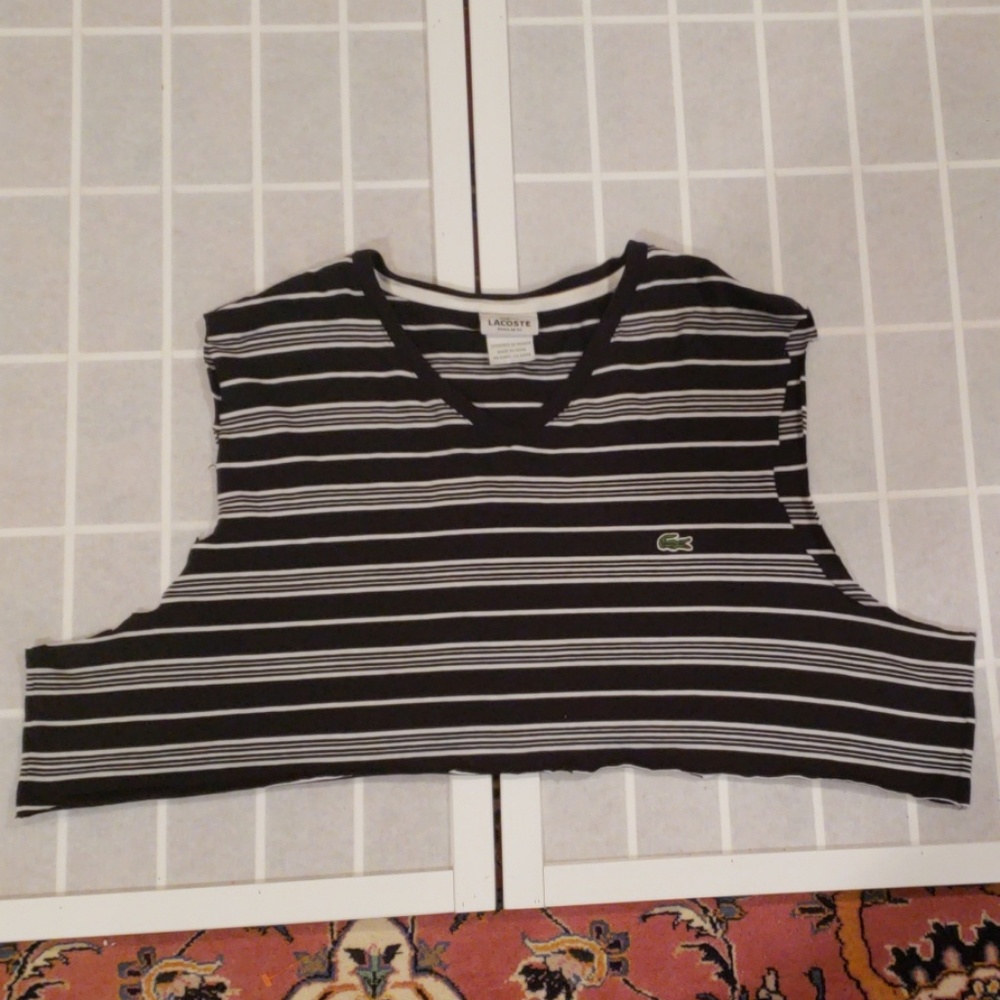 Lacoste Sleeveless Black/White striped crop top